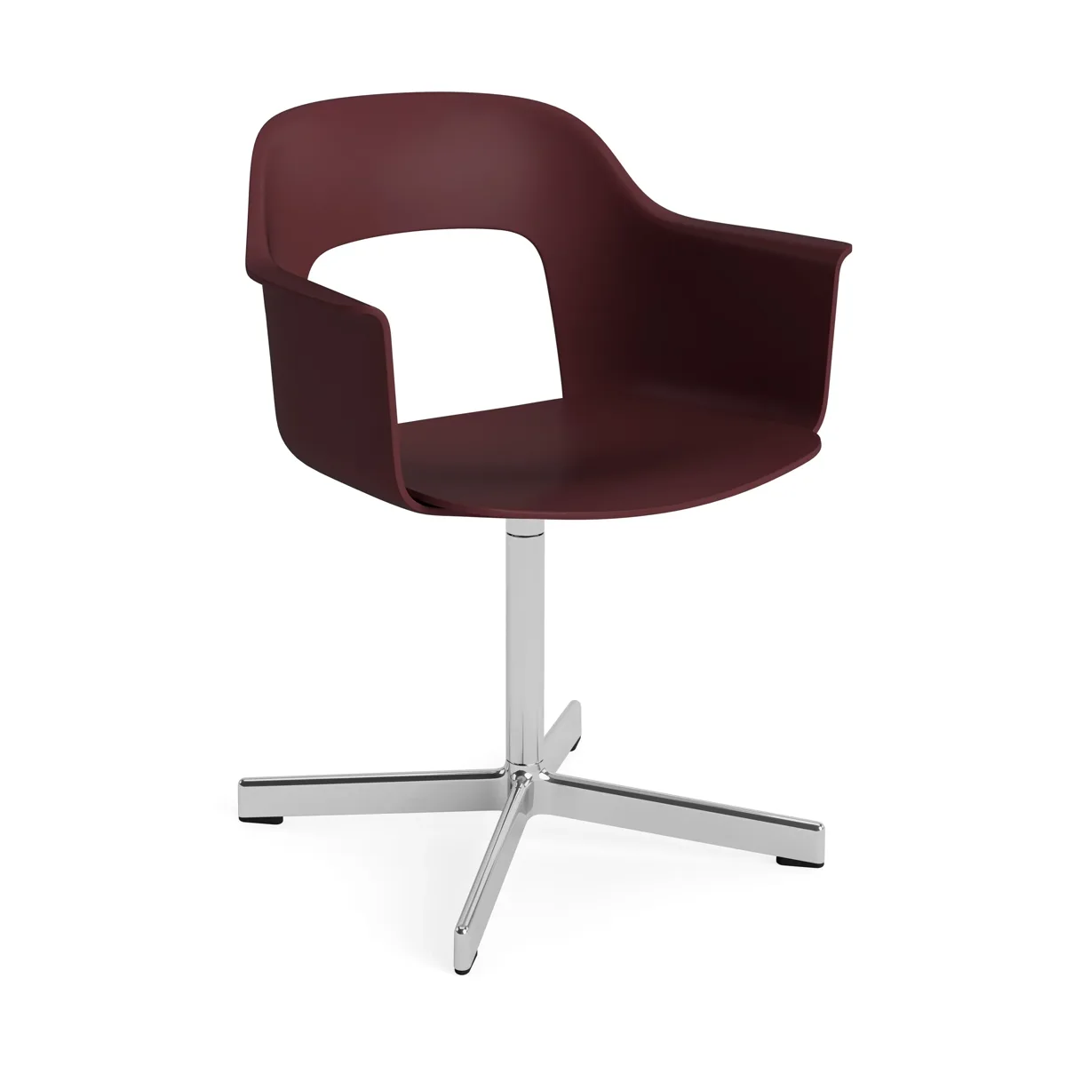 HAY Layout Armchair 231 kontorsstol i Bordeaux med polerad aluminium, fyrarmad snurrbas