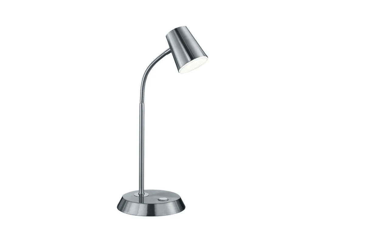 Narcos LED bordslampa i borstat stål och vitt