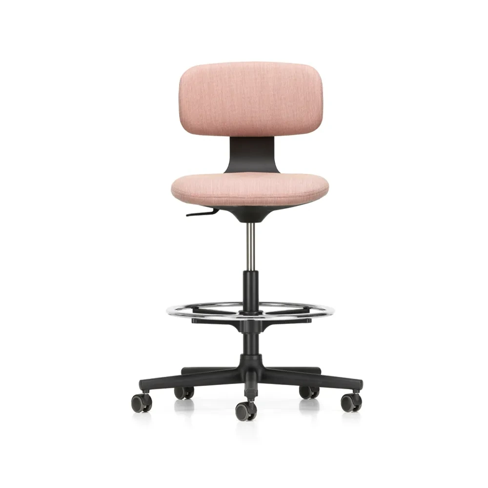 Vitra Rookie High kontorsstol i Tress pale rose melange med deep black-stativ