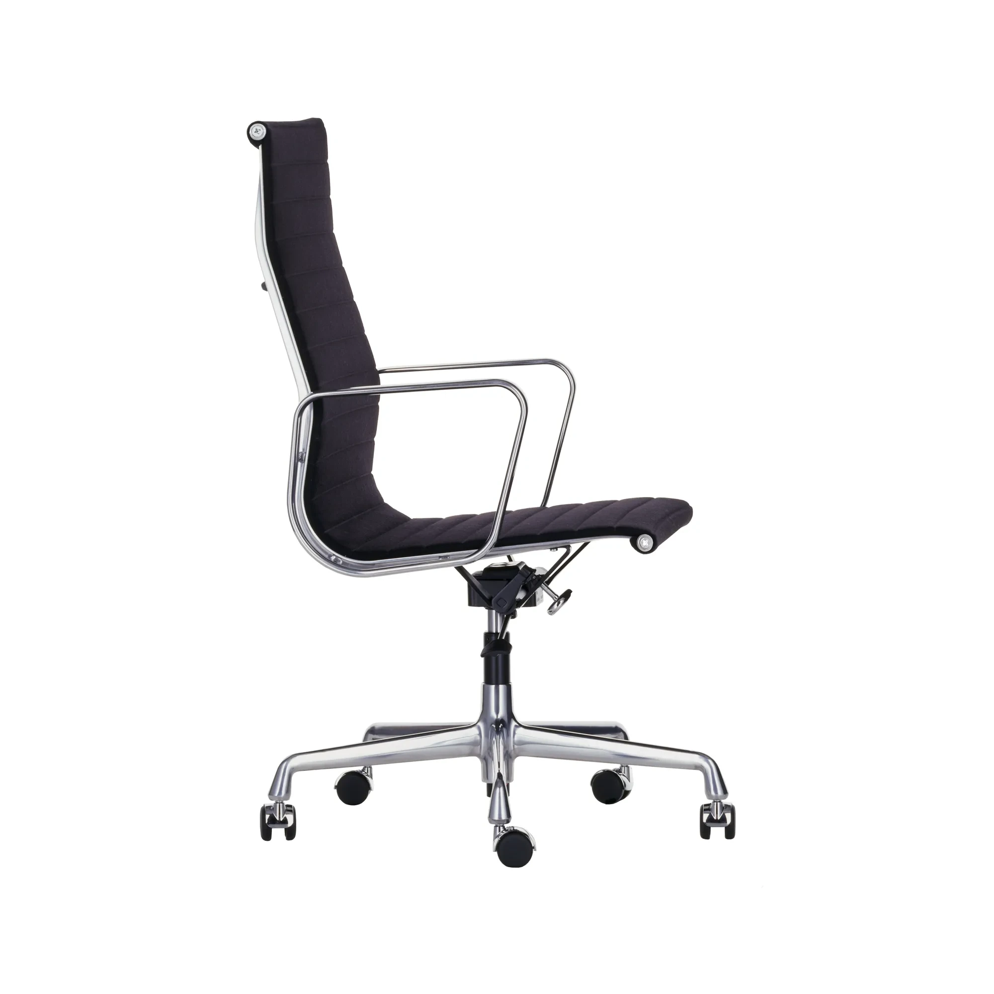 Vitra EA 119 kontorsstol med svart Hopsak-klädsel och polerad aluminium
