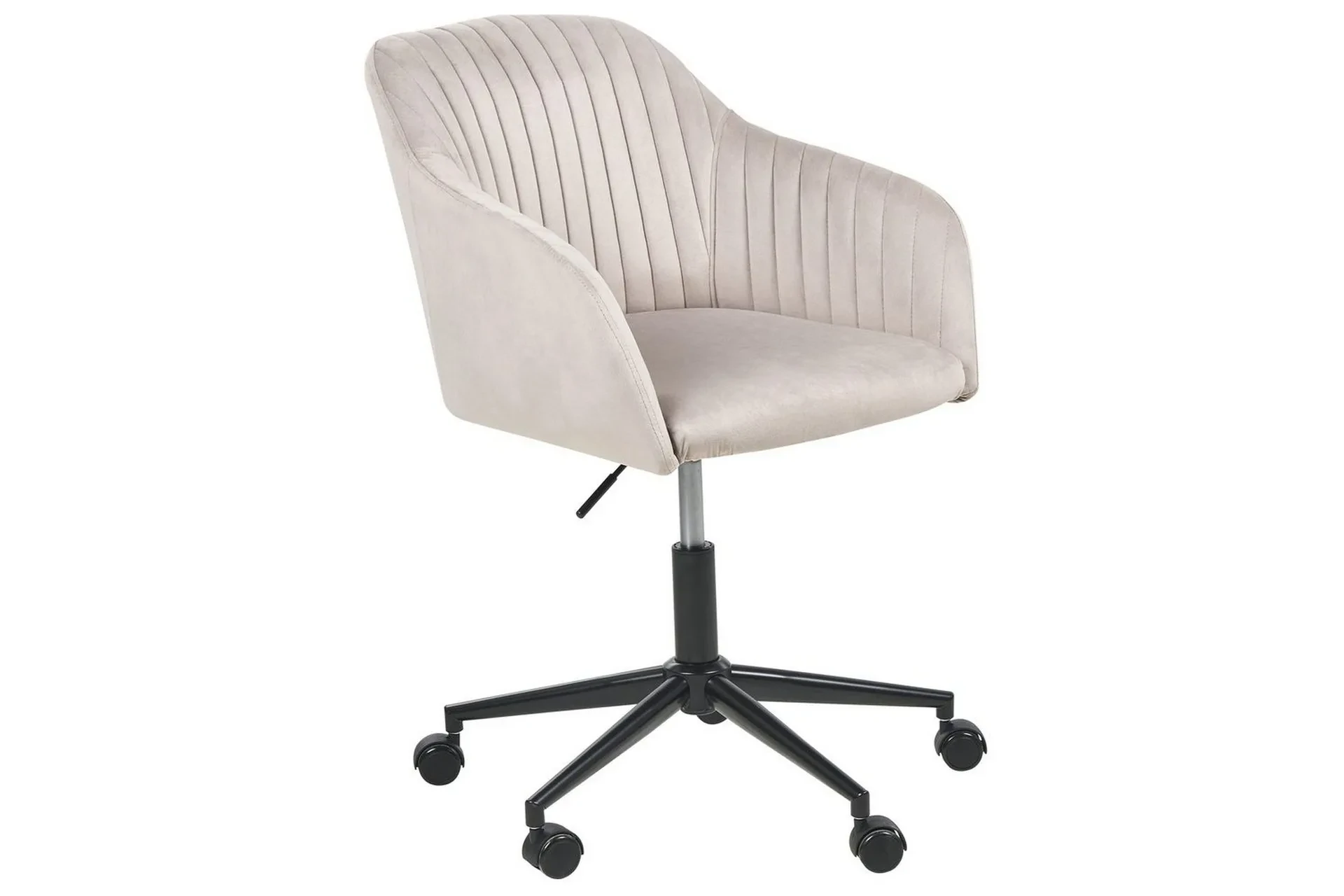 Kontorsstol Venice i beige sammet med svart underrede