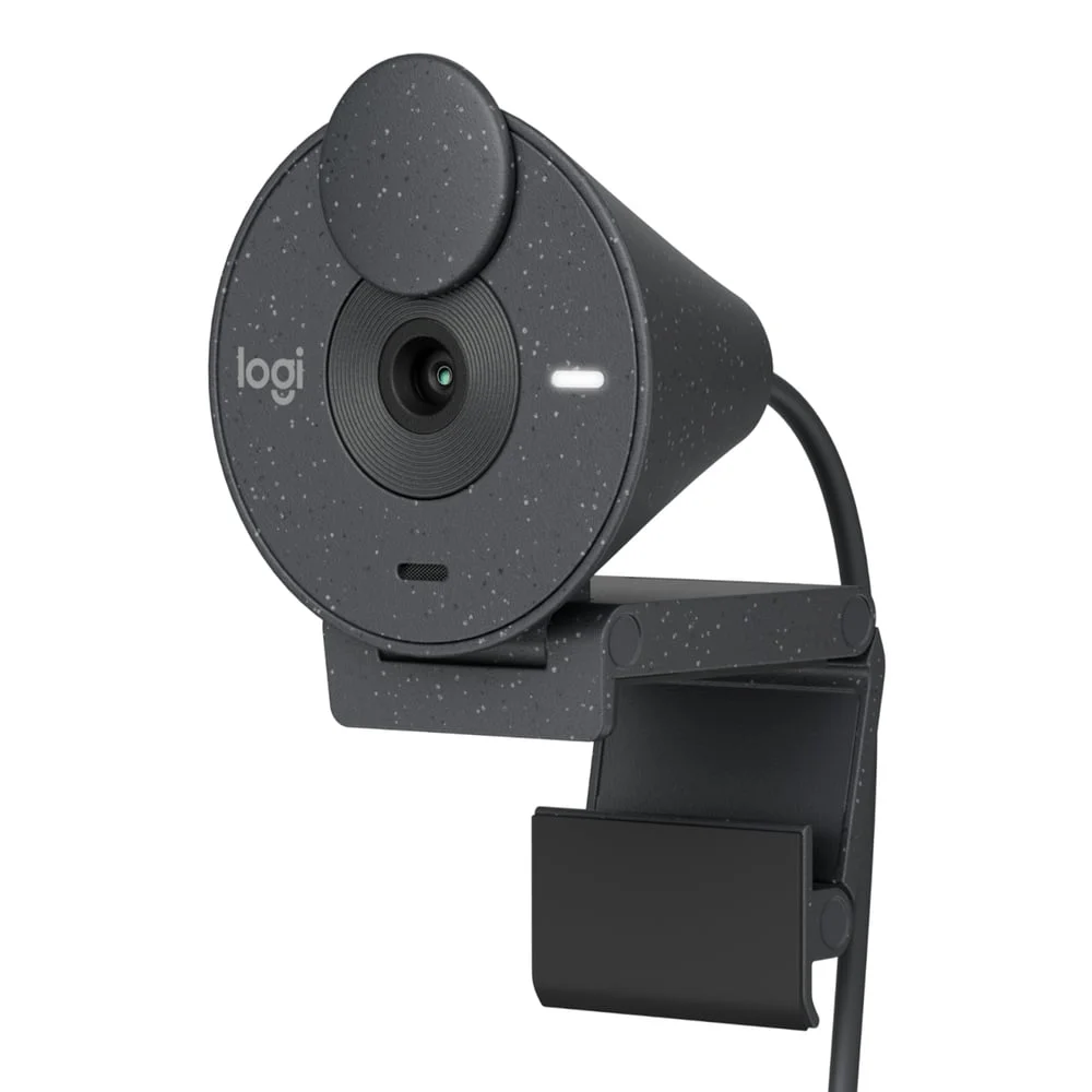 Logitech Brio 300 webbkamera i grafitgrått med skärmfäste