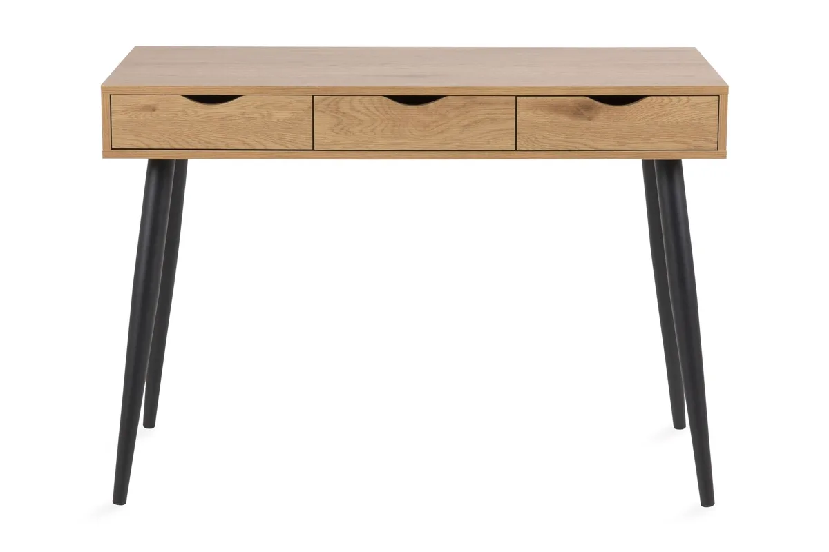 Citysea skrivbord 110 cm med förvaring och tre lådor i beige och svart