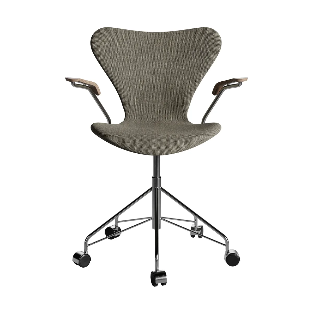 Fritz Hansen Sjuan 3217 kontorsstol i tyget Clay 09 Light sand med kromstativ