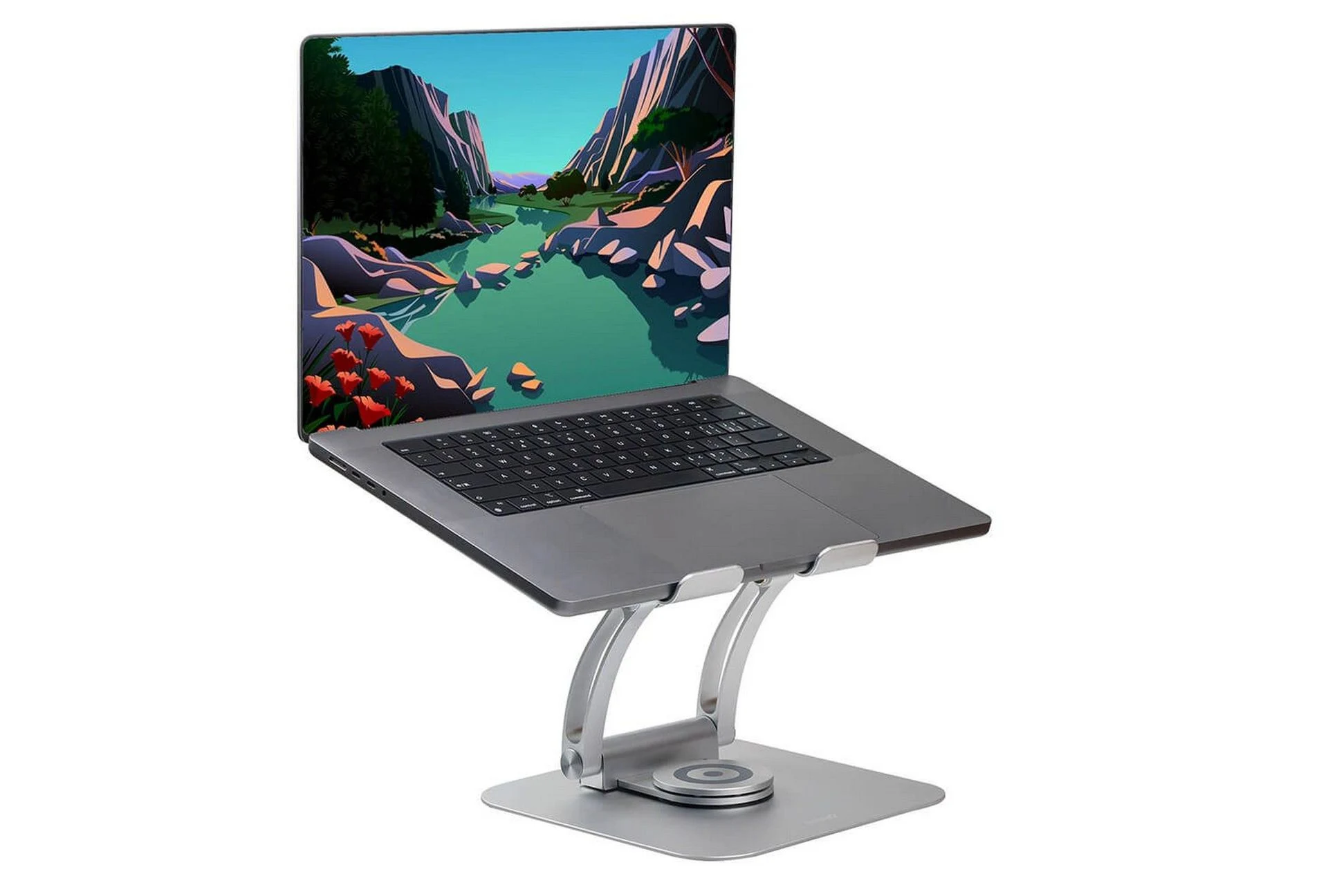 Laptopställ Desire2 Supreme Dual Pivot Plus i silverfärgad aluminium