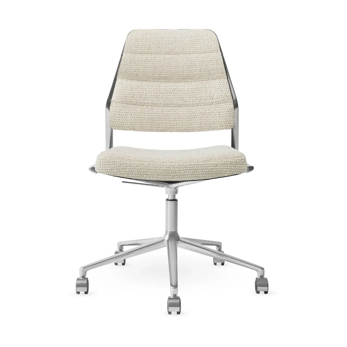 Vipp454+ Swivel chair kontorsstol med hjul i Wavy-klädsel och polerad aluminium