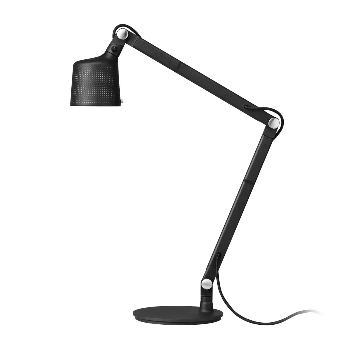 Vipp521 skrivbordslampa i svart med justerbar arm och perforerad skärm